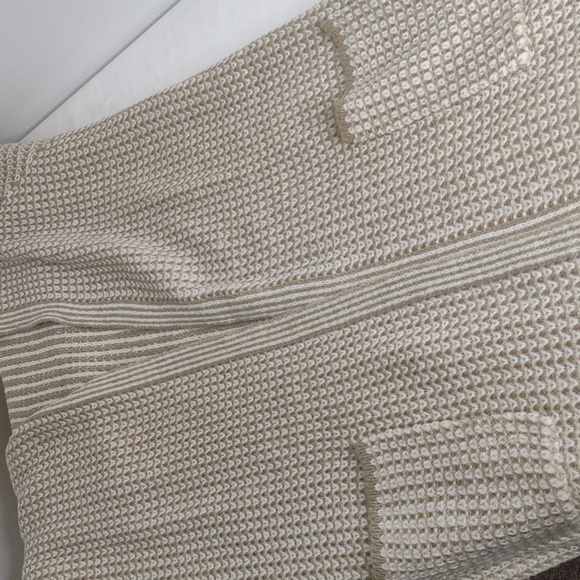 Fortune + Ivy tan and white long knit open cardigan with pockets, size L, NWOT - Picture 10 of 11
